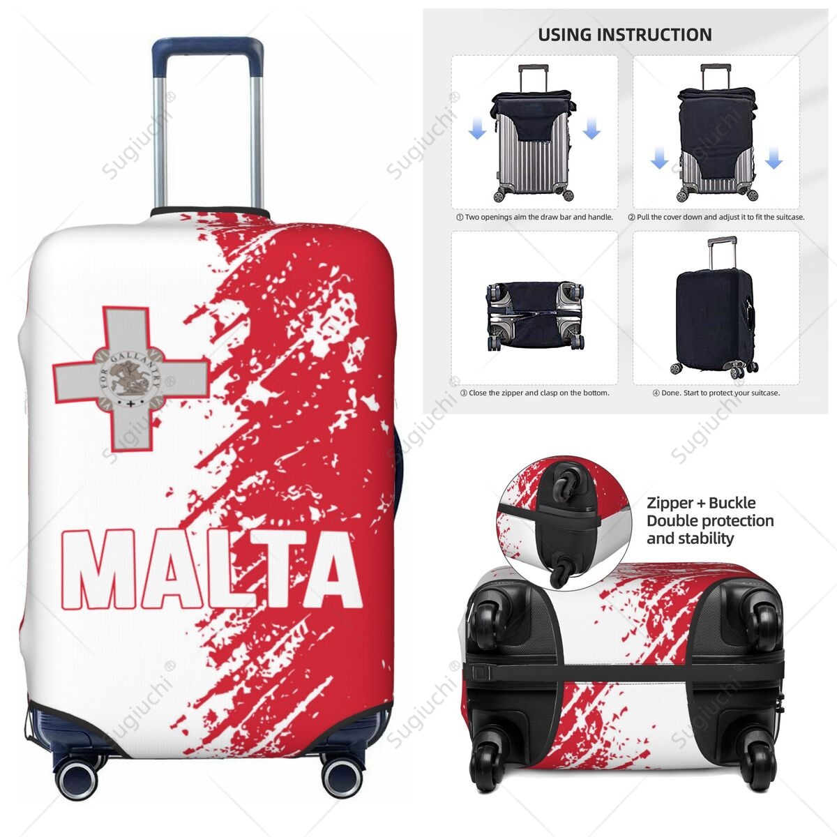 Travel Accessories Malta - Pokrowiec na walizkę z flagą Malty,