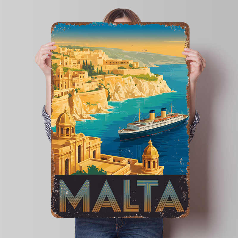 Travel Accessories Malta - Metalowy plakat z motywem Malty, personalizowana