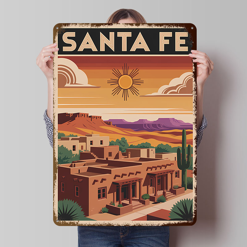 Travel Accessories For Europe - Plakat Podróżniczy Santa Fe, Personalizowane Metalowe