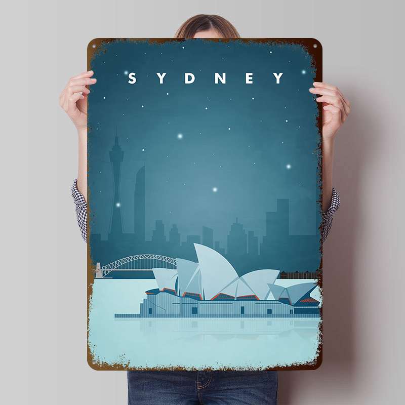 Travel Accessories For Europe - Plakat Podróżniczy Sydney, Personalizowane Metalowe Tabliczki